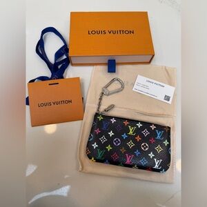 BRAND NEW! Louis Vuitton x Murakami Black Multicolor Monogram Key Pouch SHW